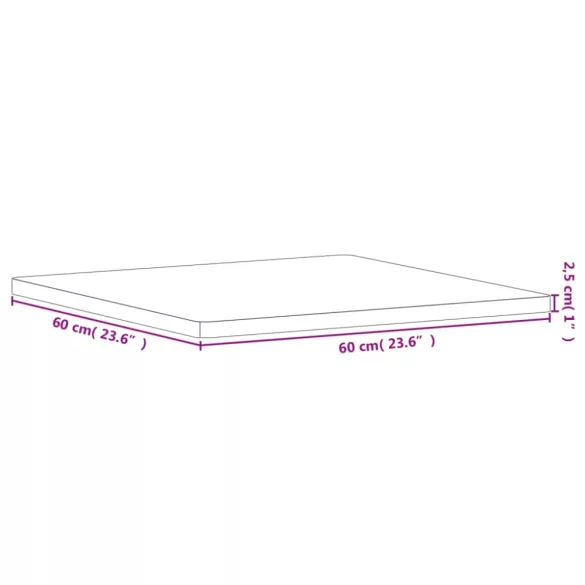 tömör bükkfa négyzet alakú asztallap 60 x 60 x 2,5 cm