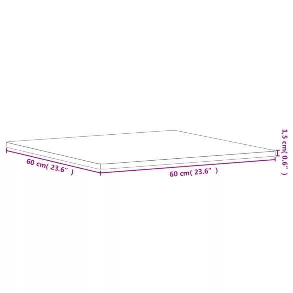 tömör bükkfa négyzet alakú asztallap 60 x 60 x 1,5 cm