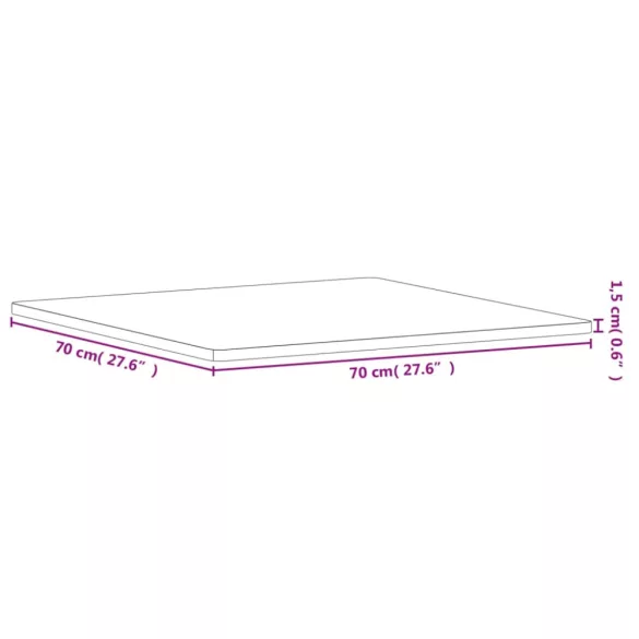 tömör bükkfa négyzet alakú asztallap 70 x 70 x 1,5 cm