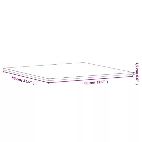 tömör bükkfa négyzet alakú asztallap 80 x 80 x 1,5 cm