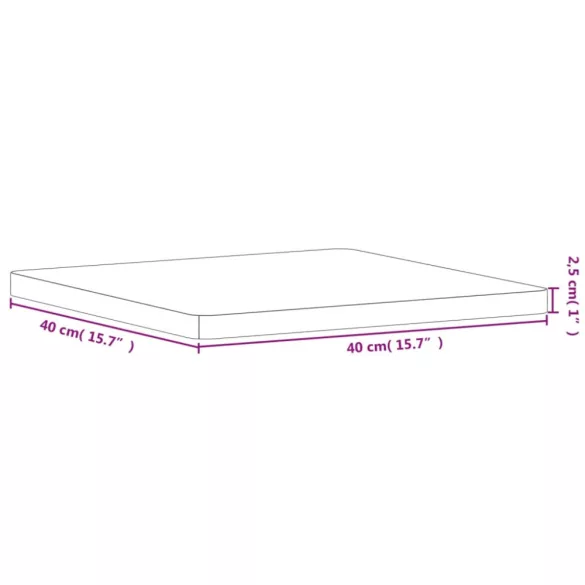 tömör bükkfa négyzet alakú asztallap 40 x 40 x 2,5 cm