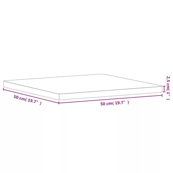 tömör bükkfa négyzet alakú asztallap 50 x 50 x 2,5 cm
