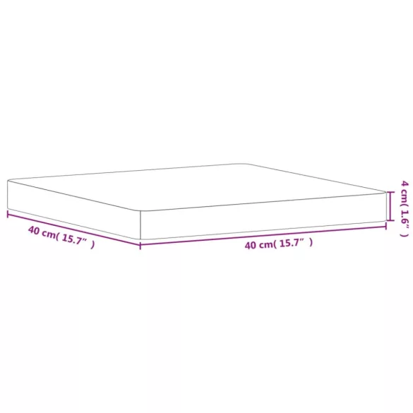 tömör bükkfa négyzet alakú asztallap 40 x 40 x 4 cm