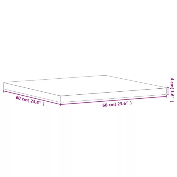 tömör bükkfa négyzet alakú asztallap 60 x 60 x 4 cm