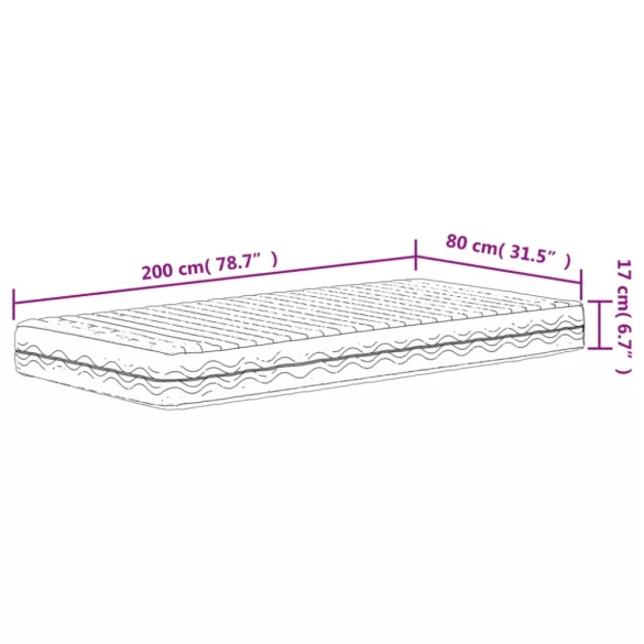 fehér H2/H3 keménységű habmatrac 80x200 cm