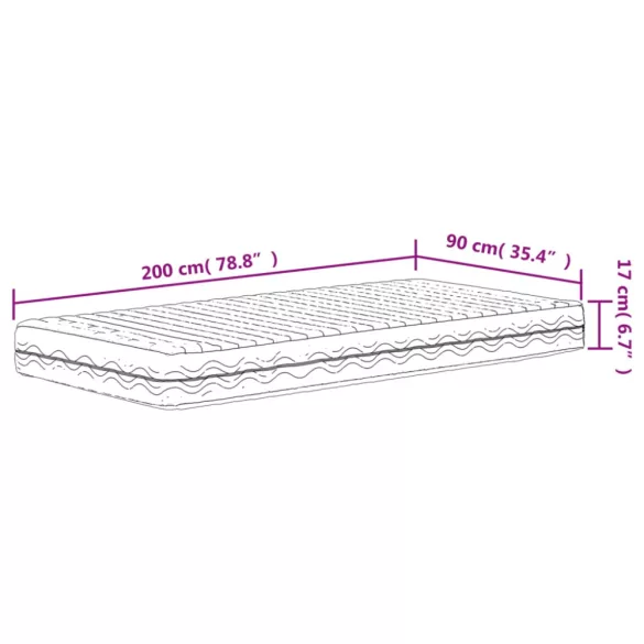 fehér H2/H3 keménységű habmatrac 90 x 200 cm