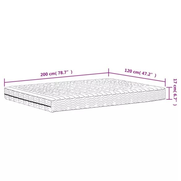 fehér H2/H3 keménységű habmatrac 120 x 200 cm