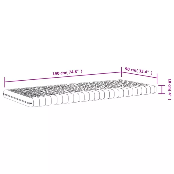fehér 7 zónás 20 ILD keménységű habmatrac 90 x 190 cm