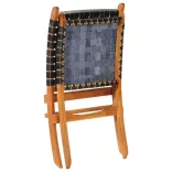 fekete valódi bőr összecsukható pihenőszék