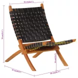 fekete valódi bőr összecsukható pihenőszék