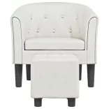 fehér műbőr kagylófotel lábtartóval