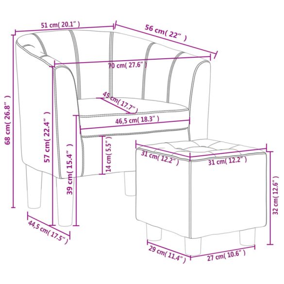 barna műbőr kagylófotel lábtartóval