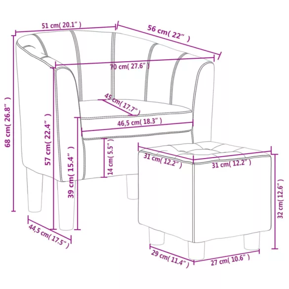 fehér műbőr kagylófotel lábtartóval