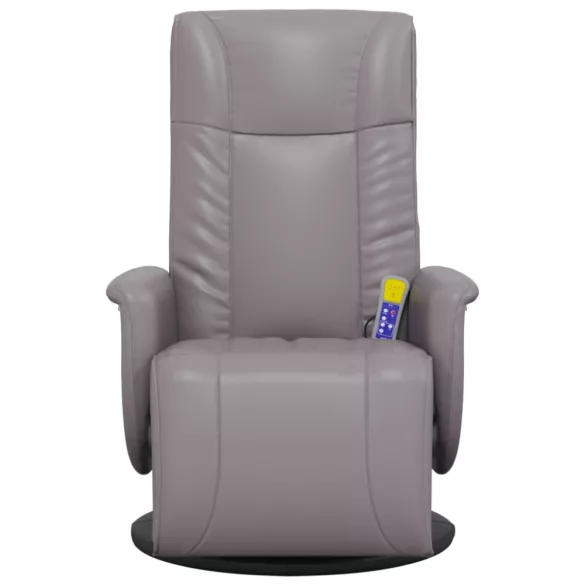 szürke műbőr dönthető masszázsfotel lábtartóval