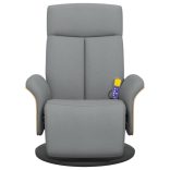 világosszürke szövet dönthető masszázsfotel lábtartóval