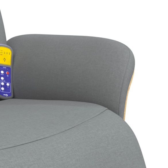 világosszürke szövet dönthető masszázsfotel lábtartóval