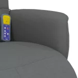 sötétszürke szövet dönthető masszázsfotel lábtartóval