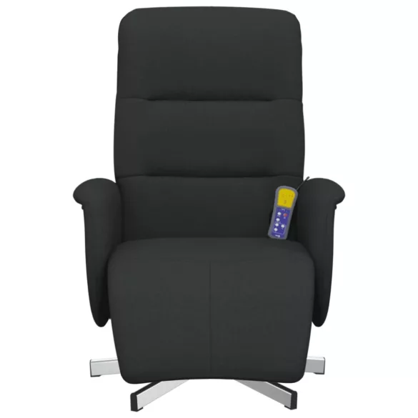 fekete szövet dönthető masszázsfotel lábtartóval