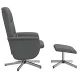 sötétszürke szövet dönthető masszázsfotel lábtartóval