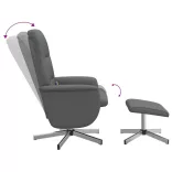 sötétszürke szövet dönthető masszázsfotel lábtartóval