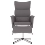 szürke dönthető műbőr fotel lábzsámollyal