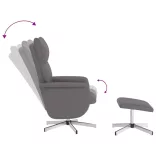 szürke dönthető műbőr fotel lábzsámollyal