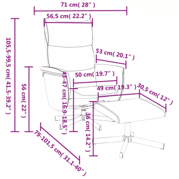 szürke dönthető műbőr fotel lábzsámollyal
