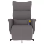 szürke műbőr dönthető masszázsfotel lábtartóval