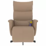 kávészínű műbőr dönthető masszázsfotel lábtartóval