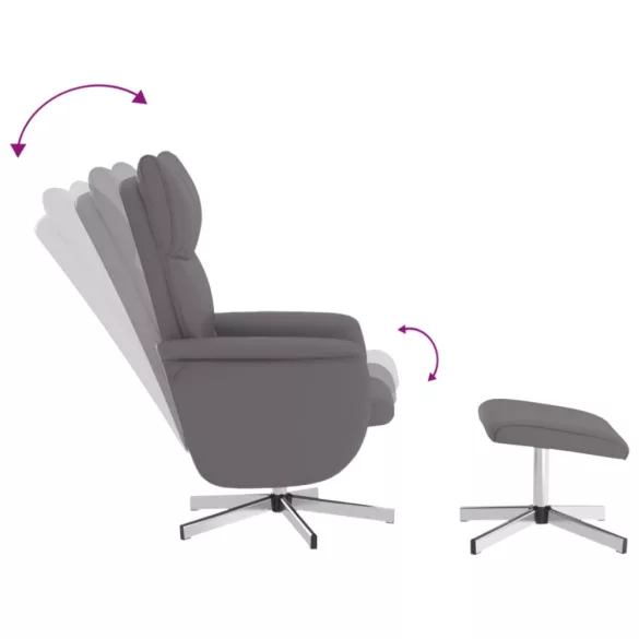 szürke dönthető műbőr masszázsfotel lábzsámollyal