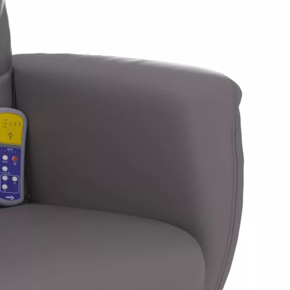 szürke dönthető műbőr masszázsfotel lábzsámollyal