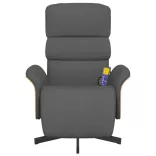 sötétszürke szövet dönthető masszázsfotel lábtartóval