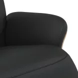 fekete műbőr dönthető fotel lábtartóval