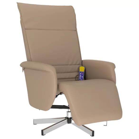 kávészínű műbőr dönthető masszázsfotel lábtartóval