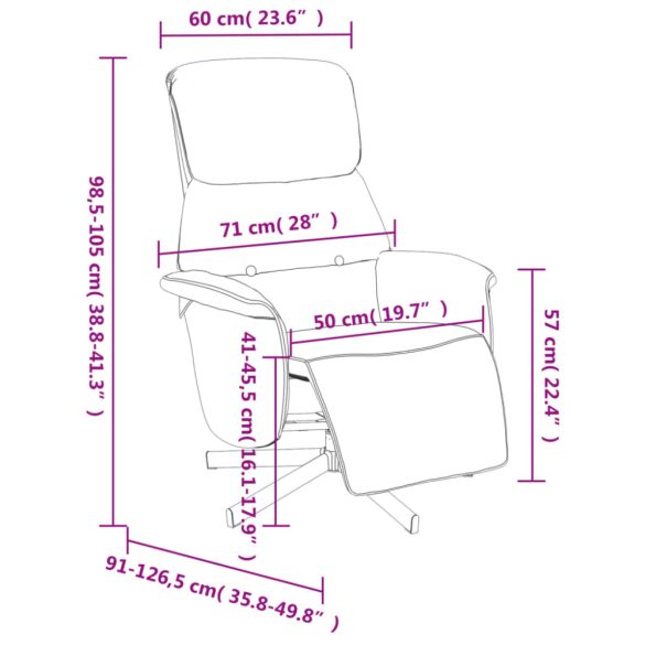 barna szövet dönthető fotel lábtartóval