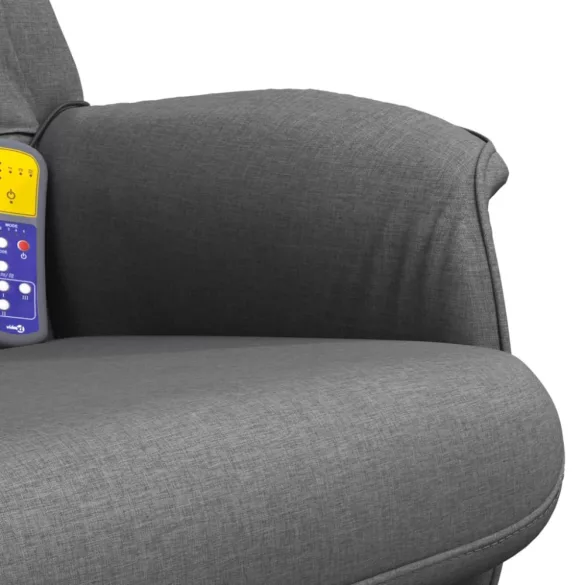 sötétszürke szövet dönthető masszázsfotel lábtartóval