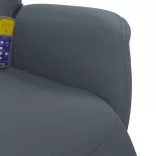 sötétszürke bársony dönthető masszázsfotel lábtartóval