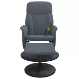 sötétszürke bársony dönthető masszázsfotel lábtartóval