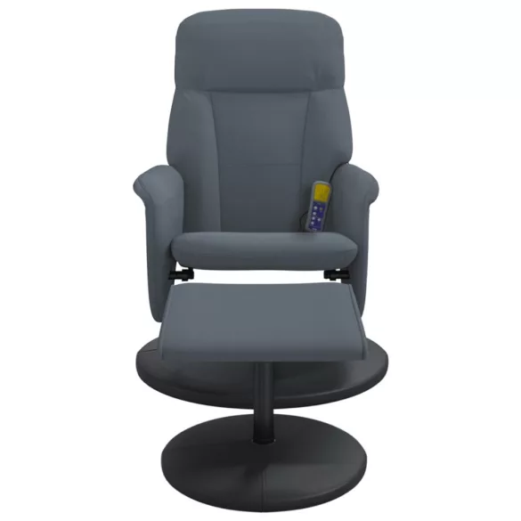 sötétszürke bársony dönthető masszázsfotel lábtartóval