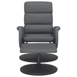 szürke dönthető műbőr fotel lábzsámollyal