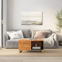   barna és fekete tömör mangófa dohányzóasztal 80 x 50 x 40 cm