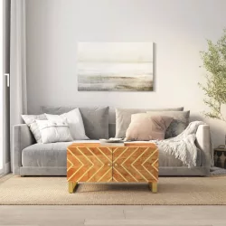   barna és fekete tömör mangófa dohányzóasztal 80 x 50 x 40 cm