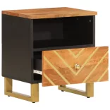 2 db barna-fekete tömör mangófa éjjeliszekrény