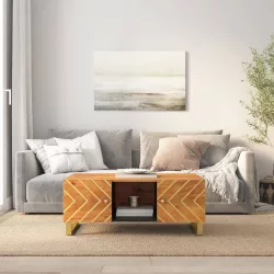   barna és fekete tömör mangófa dohányzóasztal 100 x 54 x 40 cm