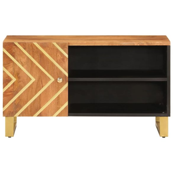 barna és barna tömör mangófa TV-szekrény 80x31,5x46 cm