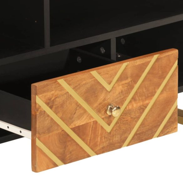 barna és fekete tömör mangófa TV-szekrény 100x33,5x46 cm