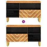 barna és barna tömör mangófa TV-szekrény 80x33,5x46 cm