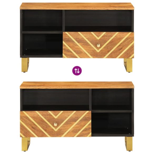 barna és barna tömör mangófa TV-szekrény 80x33,5x46 cm