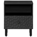 2 db fekete tömör mangófa éjjeliszekrény 40 x 33 x 46 cm