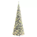 könnyen felállítható műkarácsonyfa hóval 200 LED-del 210 cm